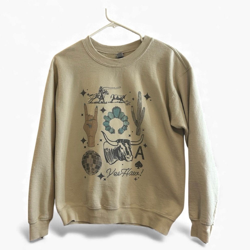 Small Western Cowgirl Turquoise Crewneck Sweatshirt‎